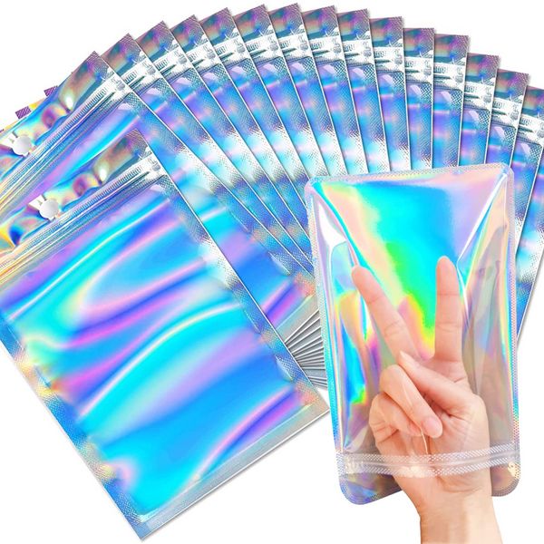 Venta al por mayor Cajas de embalaje de pestañas Idea Holográfica Láser Zip Party Favor Bag Pestañas Caja de paquete de pestañas