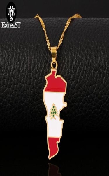 Venta al por mayor de collares con colgante de bandera de mapa de Líbano, joyería de país de Color dorado, logotipo nacional ic 9811355