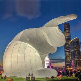 Venta al por mayor iluminación LED 4/6 m 13,2/20 pies conejo de Pascua inflable gigante blanco para decoración del Festival del Medio Otoño