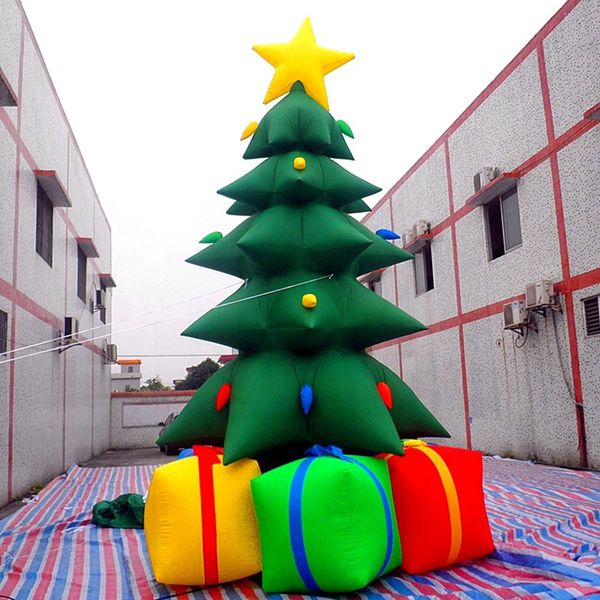 wholesale Iluminación LED Árbol de Navidad inflable nuevo diseño 10 mH (33 pies) publicidad explotar globo de árboles de Navidad con soplador