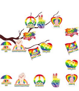 Groothandel LGBT Rainbow Festival Decoratie 8pcs/Set Banner Flags Paper Pendant Regenboog Party Decoratie Love Pull Flag Rainbow Love Creative Pendant