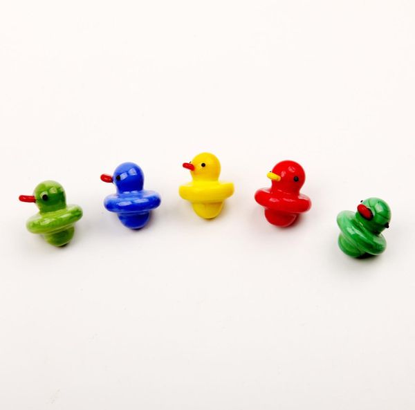 Venta al por mayor Little Yellow Duck Carb Cap para Banger Kawaii Cartoon Dome Cute Carb Caps para tuberías de agua de vidrio 4 colores