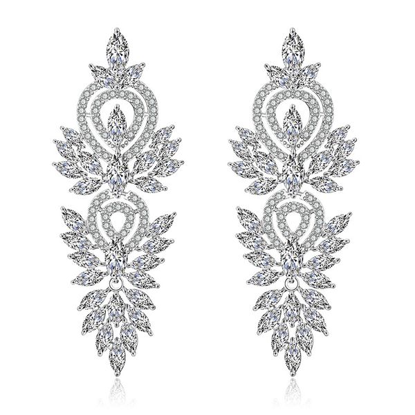 Boucles d'oreilles longues et atmosphériques, mode européenne et américaine, baroques, pleines de diamants, vente en gros