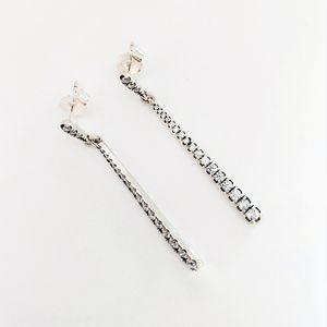 Vente en gros - Boucles d'oreilles longues en diamant CZ pour Pandora en argent sterling 925 avec boîte d'origine de boucles d'oreilles pour dames à pampilles de haute qualité