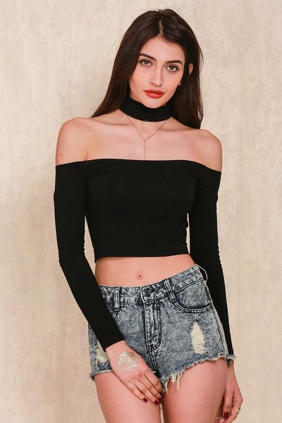 Vente en gros - manche à manches longues à manches décontractées tops t-shirts mode femme sexy vêtements de coton épaule