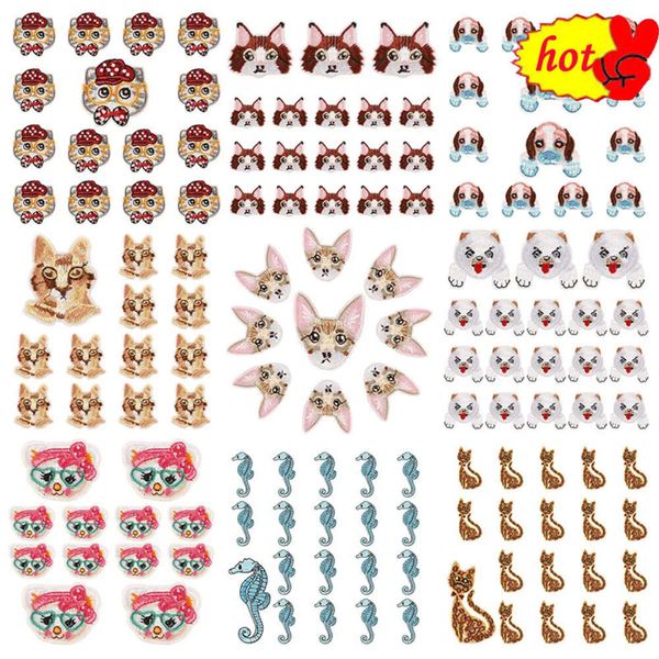 Lot en gros 10 pcs fer sur patchs pour vêtements petits anime enfants chats chien animaux mignons coudre broderie designer en vrac ensemble tissus