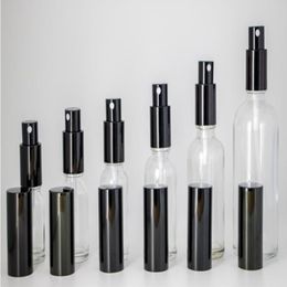 Lot en gros flotte de pulvérisation en verre transparent 10 ml 15 ml 20ml 30ml 50 ml 100 ml bouteilles rechargeables portables avec parfum atomiseur Black Cap Tsisq