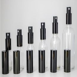 Lot en gros flotte de pulvérisation en verre transparent 10 ml 15 ml 20ml 30ml 50 ml 100 ml bouteilles rechargeables portables avec parfum atomiseur Black Cap dbkhn