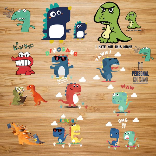 Venta al por mayor Lovely Dinosaur # 2 Iron On Transfer Vinyl Stickers Ropa Mochilas DIY Calcomanías de prensa de calor lavables Diseño HTV Camiseta Sudadera con capucha Bolsas Parches Grandes Pequeños