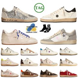 Venta al por mayor Low OG Original Ball Star Plataforma de cuero de gamuza hecha a mano Zapatos de diseñador Upper Vintage Silver para mujer para hombre Italia Marca Gold Glitter Zapatillas de deporte