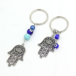 Gros chanceux Hamsa Fatima main porte-clés porte-clés voiture porte-clés bleu turc mauvais œil porte-clés pour femmes hommes bijoux cadeau