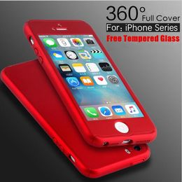 Groothandel Luxe 360 ​​Graden Volledige Body Protection Cover Case voor iPhone 5 6 6 S 7 Plus met gehard Glass Case Capa Coque