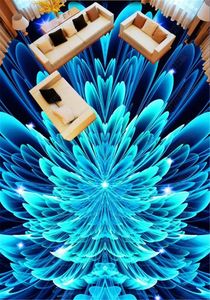 Papel pintado 3d de lujo al por mayor para la hermosa flor de fantasía azul abstracta papel tapiz de decoración de suelo 3D papel tapiz de efecto 3d HD