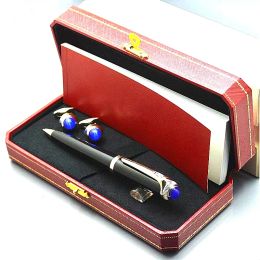 wholesale Chariots à stylo de cadeau de Noël de luxe Branding Stylo à bille en métal Stylos à bille d'écriture de bureau peuvent sélectionner avec des boutons de manchette de chemise d'homme et un emballage de boîte d'origine