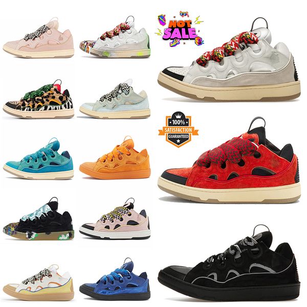 Vente en gros Luxury Curb Sneaker Designer Casual Chaussures Mode Embossed Mère et Enfant Marque Nappa Calfskin Daim Femmes Hommes Baskets Plates Baskets Plateforme