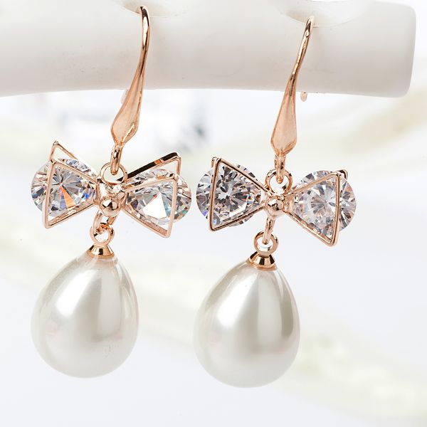 Gros-luxe designer bijoux femmes boucles d'oreilles boucles d'oreilles goutte d'eau perles et pendentif en cristal modèle no. NE1049