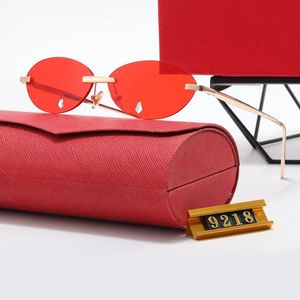 Lunettes de soleil de luxe en gros de haute qualité rétro pour hommes et femmes lunettes unisexe ovale sans cadre lunettes rouge noir 6 couleurs avec boîte