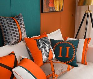 Gros luxe Orange canapé taie d'oreiller coussin Orange rouge chaud Orange modèle chambre salon jeter taie d'oreiller dossier classique