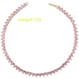 groothandel luxe roze moissanite vrouwen ketting trendy design koperen hart CZ diamant insert mode-sieraden kettingen GSX274