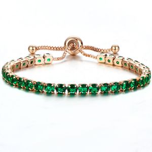 Gros-Luxe Rose Or Couleur Chaîne Lien Bracelet pour Femmes Dames Brillant Cristal Push Pull Bracelet Bijoux Cadeau