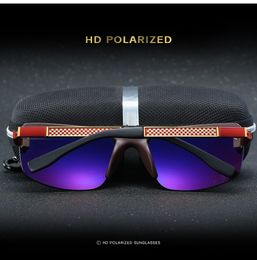 Groothandel-luxe zonnebril voor heren merk ontwerp mode zonnebril wrap sunglass pilot frame spiegel lens koolstofvezel benen zonder boxl