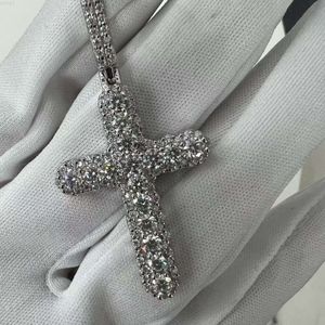 Chaîne de Tennis en diamant Vvs Moissanite de luxe, avec collier croisé, chaîne de bijoux plaquée argent, vente en gros