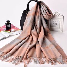 Vente en gros - Écharpe de laine de luxe Châle pour dames Hiver Chaud Châle Wrap Echarpes Laine douce Épaisse Pashmina Capes Femmes Plaid Couverture Écharpe