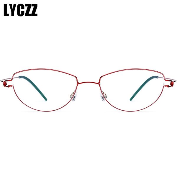 Al por mayor-LYCZZ Red Cat Eye Glasses Frame Mujeres Metal Marca gafas Ópticas de aleación de titanio Ultralight lady Retro Fashion Eyeglasses