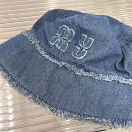 Groothandel M IU nieuwe Japanse letterhoed rauwe rand gewassen denim vintage noodlijdende schattige veelzijdige vissershoed voor vier seizoenen