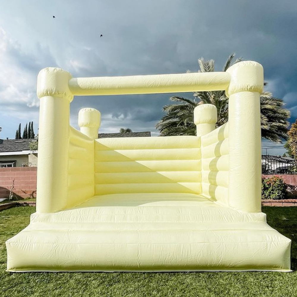 wholesale Macaron color commercial Bounce House Wedding Inflatable White Bouncy Castle colorful full PVC jumper Houses Bouncer Combo with blower For Kids Adults-A