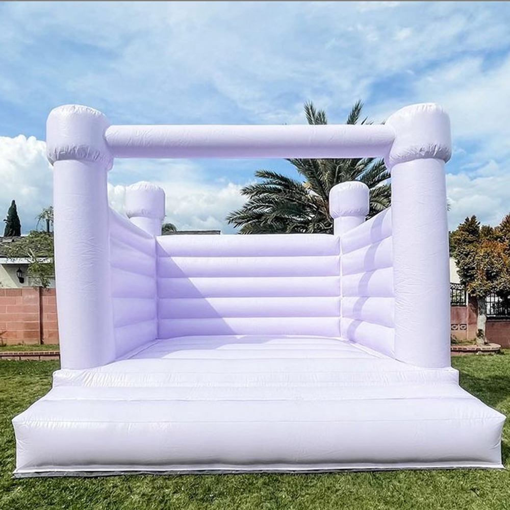 wholesale Macaron color comercial Casa de rebote Boda Inflable Castillo hinchable blanco colorido puente de PVC completo Casas Bouncer Combo con soplador para niños Adultos-E