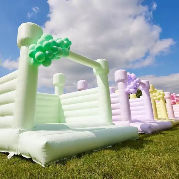 wholesale Macaron violet clair Bounce House Mariage Gonflable Blanc Château Gonflable Jumper Maisons Videur Combo Pour Enfants Adultes avec