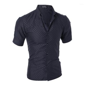 Heren Casual Shirts Groothandel- Maillot Italie Euro Mannen Shirt Modieuze Dark Grain Grid Cultivate One's Morality Short Sleeve Camisa S