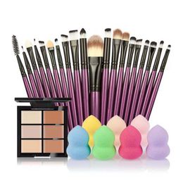 Groothandel-make-up sets 6 kleuren concealer cosmetica + 20 make-up borstel + make-up spons bladerdeeg schoonheid gereedschap Kosmetika # 121