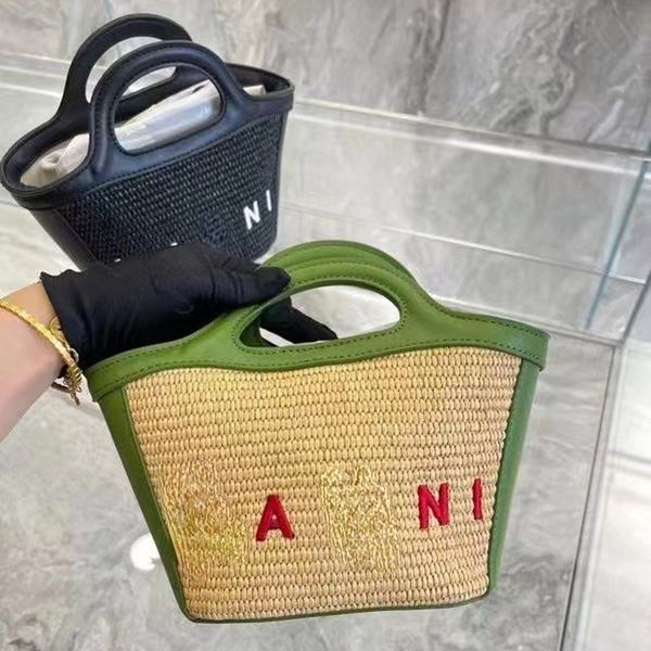 Venta al por mayor, bolso de cesta de verduras tejida Marney, bolso portátil tejido de paja, bolsos de mensajero de hombro portátiles a la moda para mujer