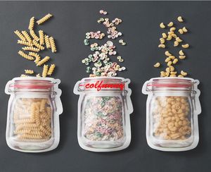 Groothandel jar-vormige voedselcontainer plastic zak Clear fles modellering ritsen opslag snacks box f052209