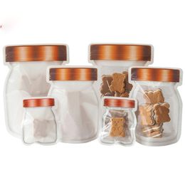 Groothandel Mason Jar Zipper Snack Sand herbruikbare luchtdichte afdichting Opbergzakken Lekvrije voedsel Saver Pouches