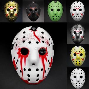 wholesale Masques de mascarade Jason Voorhees Masque Vendredi 13 Film d'horreur Masque de hockey Effrayant Costume d'Halloween Cosplay Masques de fête en plastique