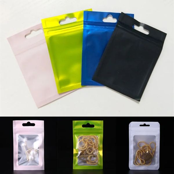 wholesale Bolsas de plástico con cierre de cremallera mate Bolsas con cierre de papel de aluminio reutilizables para collar Pulsera Accesorios de joyería Bolsa de embalaje de regalo ZZ