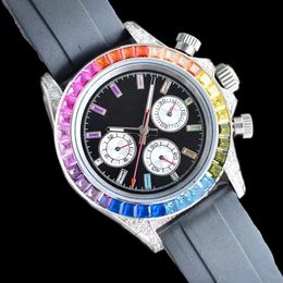 Groothandel mechanisch horloge herenklok 41 mm kleurrijke kristallen chronograaf luxe horloges designer opvouwbare gesp lichtgevende horloges voor vrouwen montre femme sb077 C4