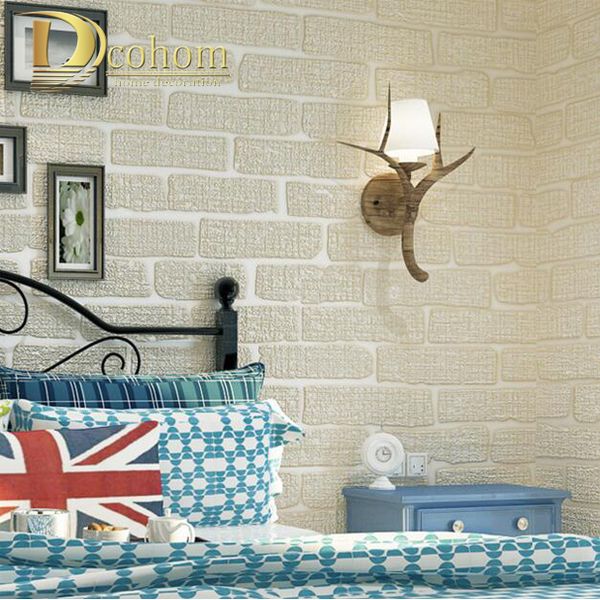 Papel tapiz de pared de ladrillo en relieve, color Beige mediterráneo, verde, gris y marrón, decoración moderna para dormitorio y sala de estar, papel de pared 3D