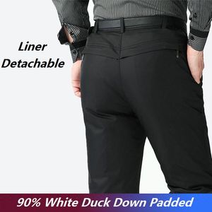 Vente en gros - Pantalons d'hiver pour hommes Doublure amovible Pantalons d'affaires rembourrés Hommes Chaud Blanc Duvet de canard Pantalon rembourré Casual Noir PT-139