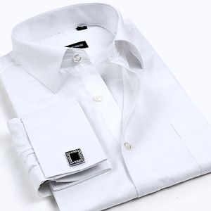 Chemises habillées en gros pour hommes avec boutons de manchette en diamant Chemise en coton pour hommes à manches longues à carreaux / Strpped Shirs Vêtements pour hommes S- 4XL
