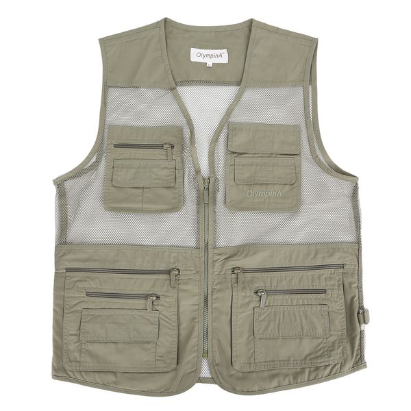 Vente en gros - Gilet multi-poches pour hommes Veste sans manches en maille pour hommes Gilet solide Gilet de journaliste pour hommes Reporter Respirant 5XL