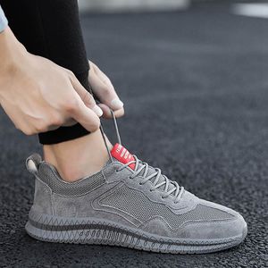 Groothandel Mannen Running Schoenen Mesh Gray Beige Soft Sole Casual Sports Sneakers Trainers Buitenshuis Joggen Walking Maat 39-44