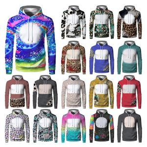 Groothandel Heren 100% Polyester Blank Leopard Faux Bleach Hoodies Custom 3d Gedrukt Sublimatie Tie Dye Hoodies FS9545 SEP04