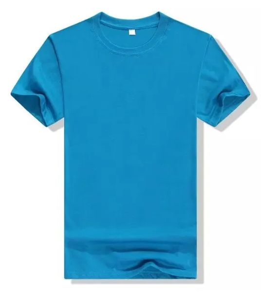 Camiseta de manga corta transpirable azul, blanca y negra de algodón para hombre al por mayor
