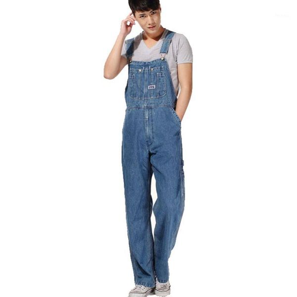 Gros-Men's Plus Size Salopettes Grand Énorme Denim Bib Pants Fashion Pocket Jumpsuits Male Men's Jeans