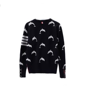 Gros pull homme requin motif quatre barres marque tendance Slim fit tricot ras du cou garder au chaud manches longues