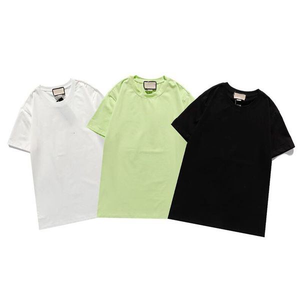 Venta al por mayor de camisetas para hombres con estampado de letras grandes para hombres y mujeres, camisetas de color sólido, camiseta de Hip Hop, Top negro, blanco, verde